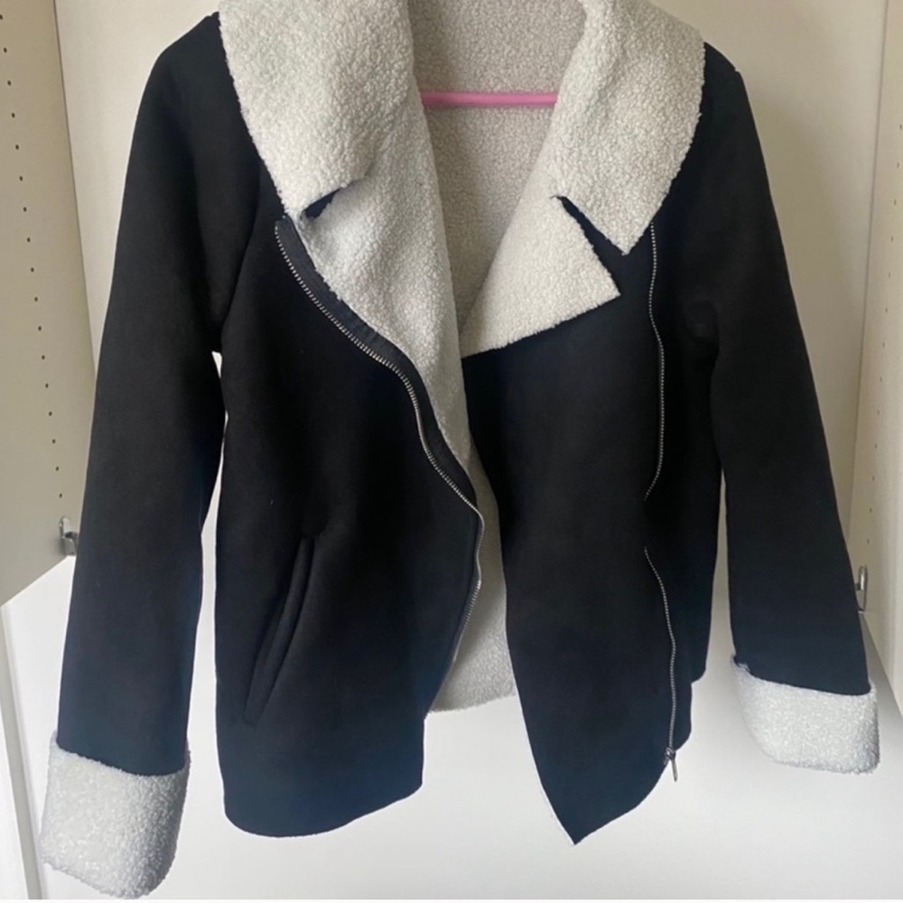 Moto Coat Jacket Vintage Faux Fur Leather Jacket